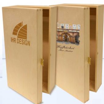 2er Holz-Kiste mit Ihrem Logo oder Design 
