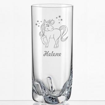 Saftglas mit süßem Einhorn und Namen personalisiert 