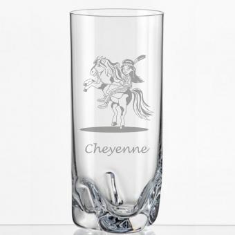 Saftglas mit Indianersquaw und Namen personalisiert 