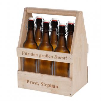 Flaschenträger Holz mit Gravur / Bierträger 