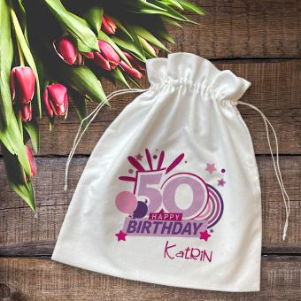 Geschenkbeutel mit Wunschnamen personalisiert zum 50. Geburtstag 