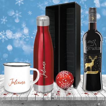 Glühwein-Geschenk-Set mit Isolierflasche, Emailletasse und Glühwein 