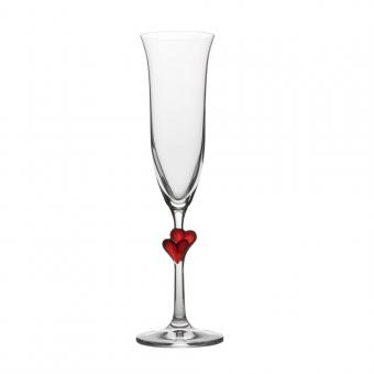 Sektglas Stölzle L'amour (175 ml) mit roten Herzen und Logo 