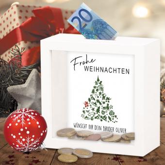 Bilderrahmen Spardose zum Weihnachtsfest bedruckt 