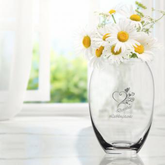 Vase mit Herz und Namen graviert 