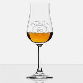 Graviertes Whisky Glas mit Stiel und Namen 