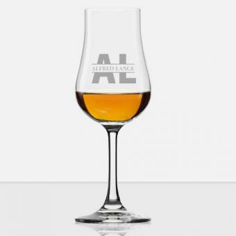 Whisky Glas mit Stiel mit gravierten Initialen 