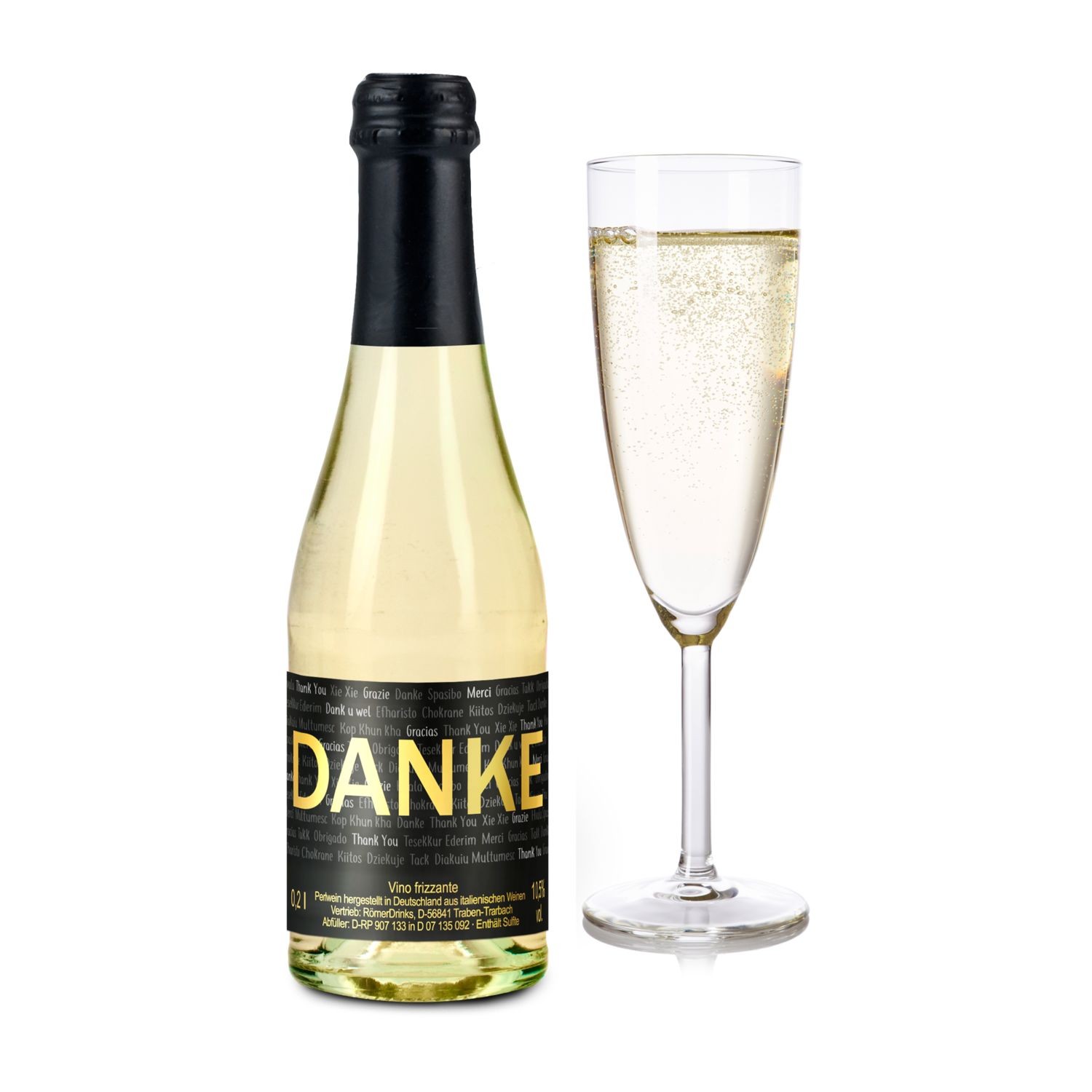 Sektflasche „Danke“ Piccolo 6er Set als Geschenk ...